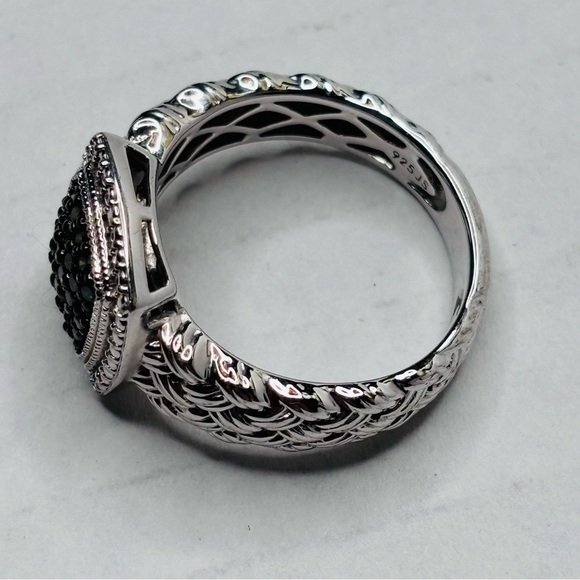 AFFINITY Vintage 925 Sterling Silver Pave Green Diamond Ring Size 8 - Picture 9 of 10